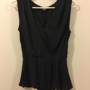 BLACK WRAP FRONT PEPLUM TOP